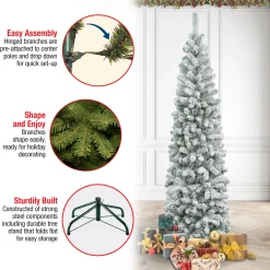 7.5 ft. Acacia Pencil Slim Flocked Tree