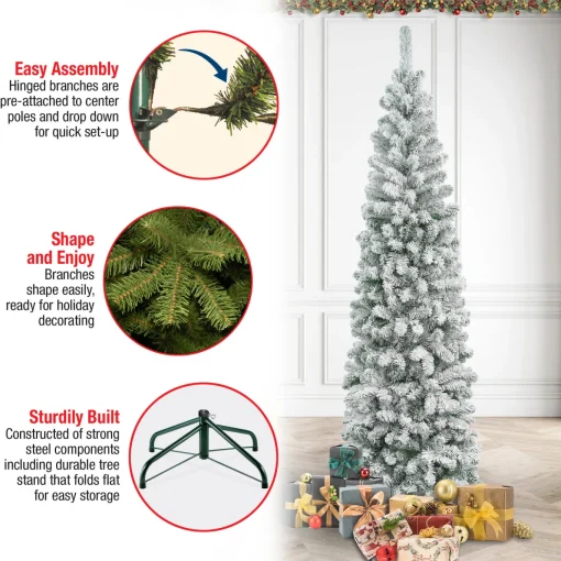 7.5 ft. Acacia Pencil Slim Flocked Tree