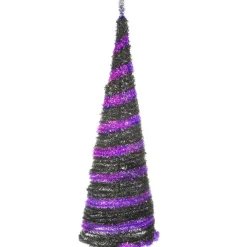 7.5 ft. Halloween Pre-Lit Black Tree with LED Lights