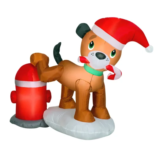 4 ft. Inflatable Puppy Dog and Fire Hydrant with LED Lights