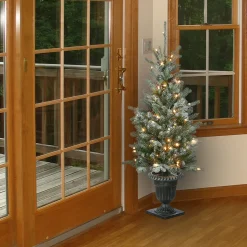 4 ft. Pre-Lit Snowy Morgan Spruce Tree with Clear Lights