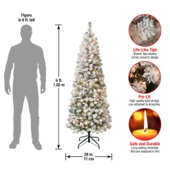 6 ft. Pre-Lit Acacia Medium Flocked Tree with Clear Lights