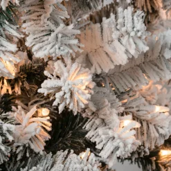 7.5 ft. Pre-Lit Acacia Pencil Slim Flocked Tree with Clear Lights