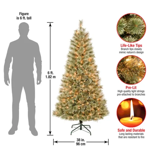 6 ft. Pre-Lit Arcadia Pine Cashmere with Clear Lights