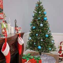 7.5 ft. Pre-Lit Aspen Spruce Slim Tree with Multicolor Lights