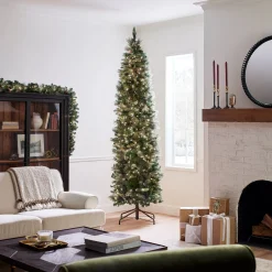 9 ft. Pre-Lit Carolina Pine Slim Tree with Clear Lights