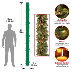 9 ft. Pre-Lit Carolina Pine Garland with Clear Lights