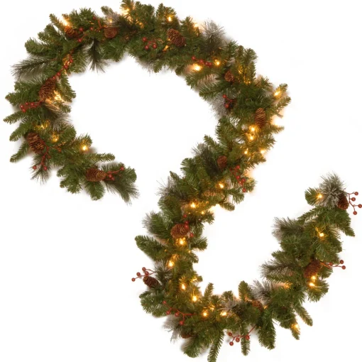 9 ft. Pre-Lit Crestwood Spruce Garland with LED Lights