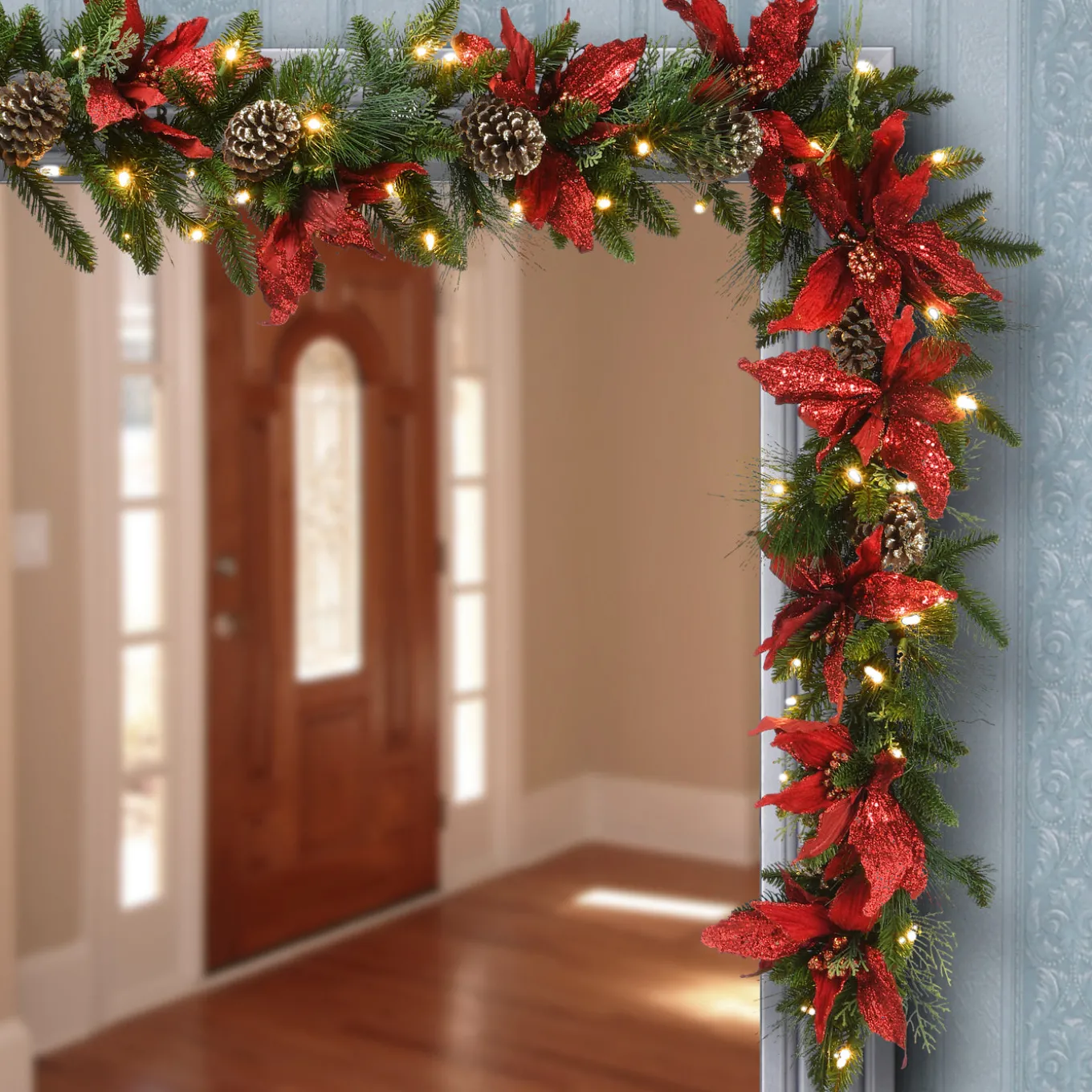 9 ft. Pre-Lit Decorative Collection Garland with Clear Lights