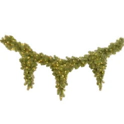 6 ft. Pre-Lit Downswept Douglas Fir Teardrop Garland with White Lights