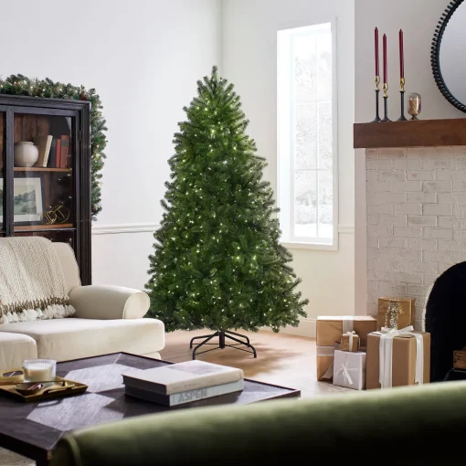 6.5 ft. Pre-Lit Downswept Douglas Fir Tree with Dual Color LED Lights