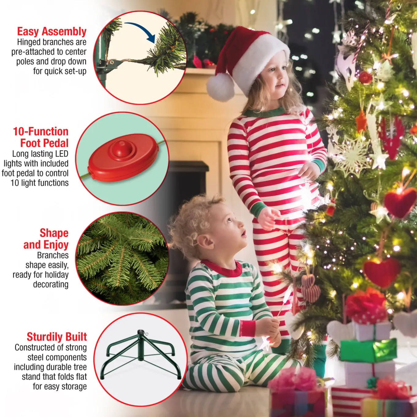 12 ft. Pre-Lit Downswept Douglas Fir Pencil Slim Tree with Dual Color LED Lights