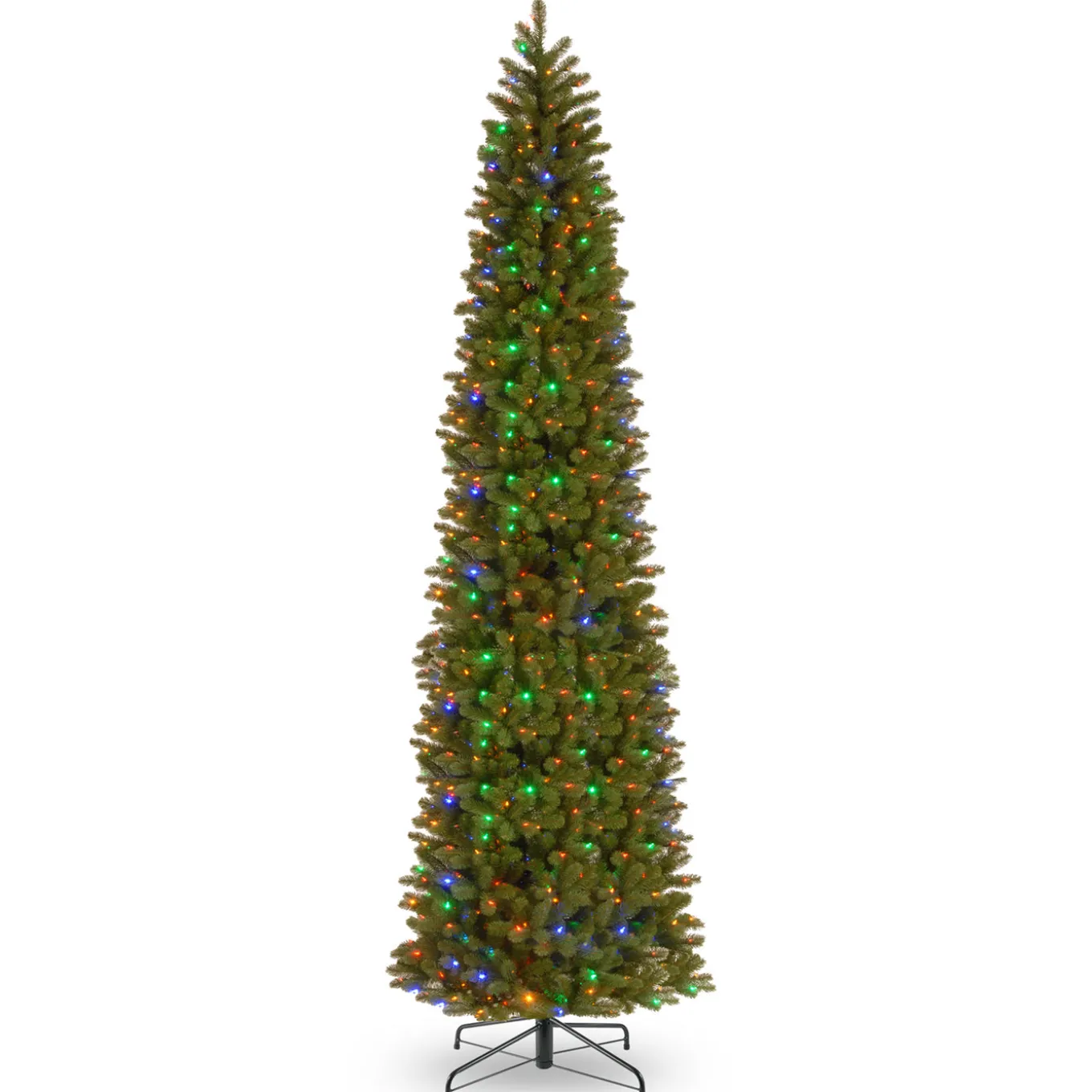 12 ft. Pre-Lit Downswept Douglas Fir Pencil Slim Tree with Dual Color LED Lights