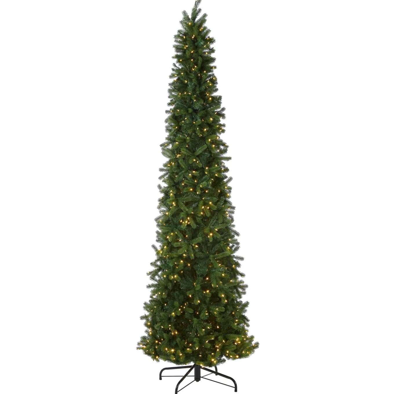12 ft. Pre-Lit Downswept Douglas Fir Pencil Slim Tree with Dual Color LED Lights