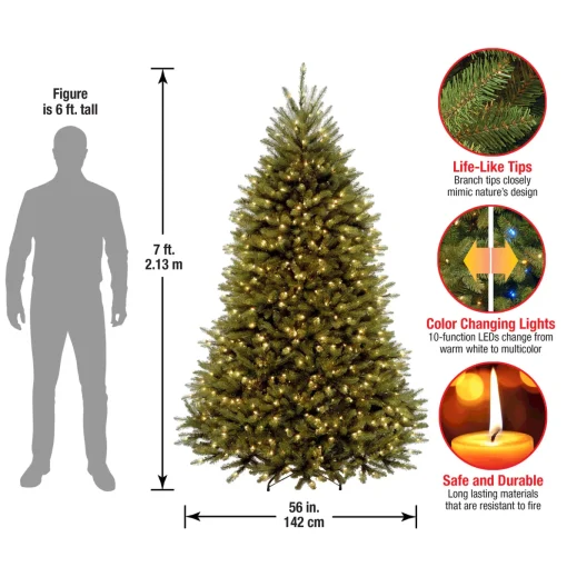 7 ft. Pre-Lit Dunhill Fir Tree with PowerConnect Dual Color LED Lights