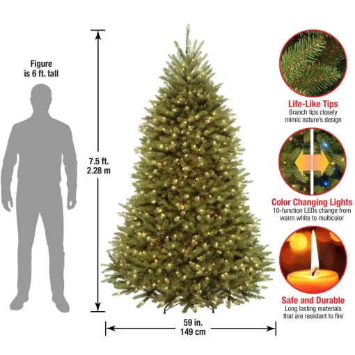 7.5 ft. Pre-Lit Dunhill Fir Tree with Dual Color LED Lights