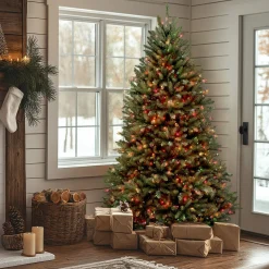 7 ft. Pre-Lit Dunhill Fir Tree with Multicolor Lights