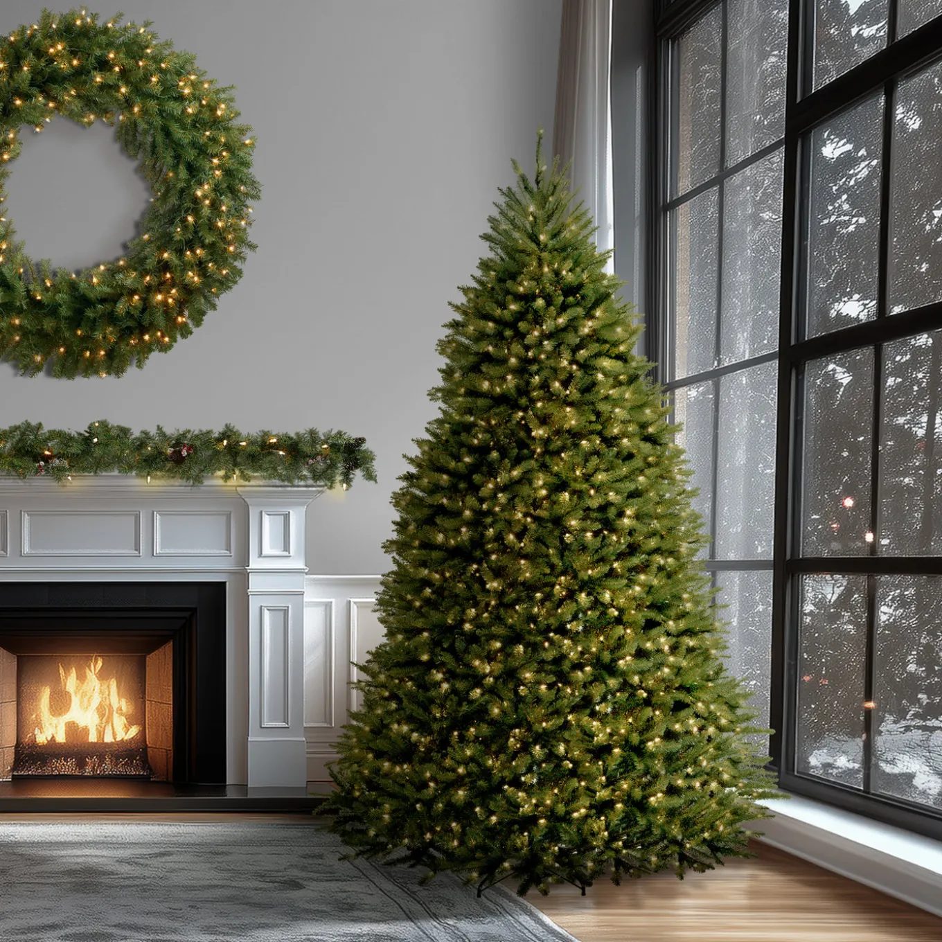 9 ft. Pre-Lit Dunhill Fir Tree with 900 Clear Lights