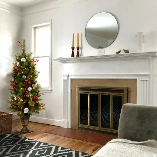 4 ft. Pre-Lit Frosted Pine Berry Tree with Clear Lights