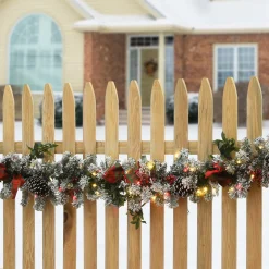 9 ft. Pre-Lit General Store Snowy Garland with LED Lights