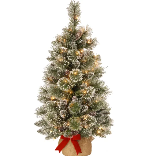 3 ft. Pre-Lit Glittery Bristle Tree with LED Lights
