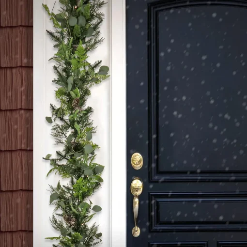 6 ft. Pre-Lit HGTV Home Collection Winter Garden Garland with LED Lights