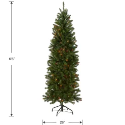 6.5 ft. Pre-Lit Kingswood Fir Pencil Tree with Multicolor Lights