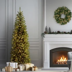 6.5 ft. Pre-Lit Kingswood Fir Pencil Tree with Clear Lights