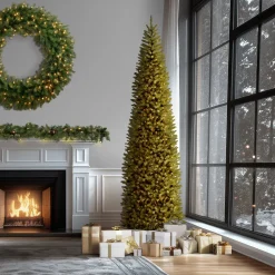 12 ft. Pre-Lit Kingswood Fir Pencil Slim Tree with Clear Lights