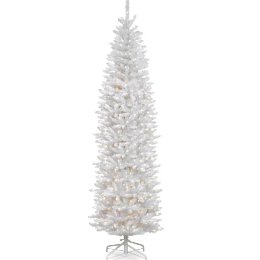 9 ft. Pre-Lit Kingswood Fir White Pencil Tree with Clear Lights
