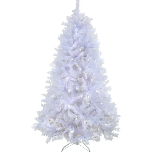 9 ft. Pre-Lit Millville White Tree with PowerConnect Warm White LED Lights