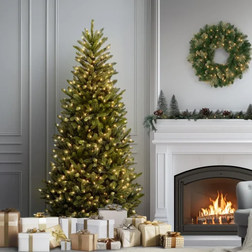 6.5 ft. Pre-Lit Natural Fraser Fir Slim Tree with Clear Lights