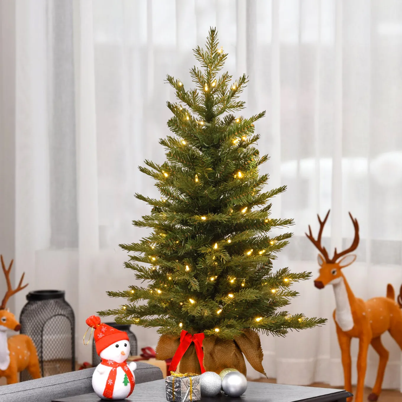 3 ft. Pre-Lit Nordic Spruce Tree with LED Lights