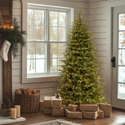 6.5 ft. Pre-Lit Nordic Spruce Slim Tree with Clear Lights