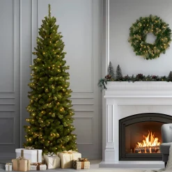 6.5 ft. Pre-Lit North Valley Spruce Pencil Slim Tree with Clear Lights