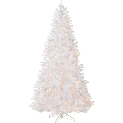 9 ft. Pre-Lit North Valley Spruce White Tree with Clear Lights