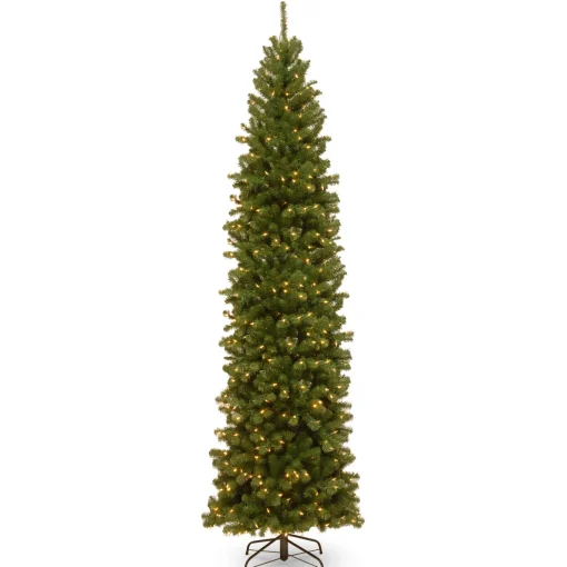 10 ft. Pre-Lit North Valley Spruce Pencil Slim Tree with Clear Lights