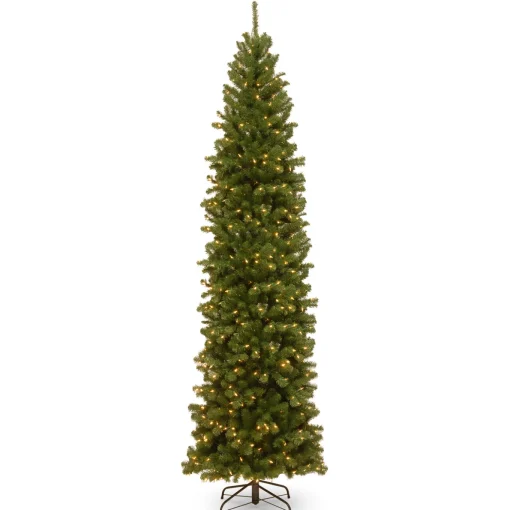 9 ft. Pre-Lit North Valley Spruce Pencil Slim Tree with Clear Lights