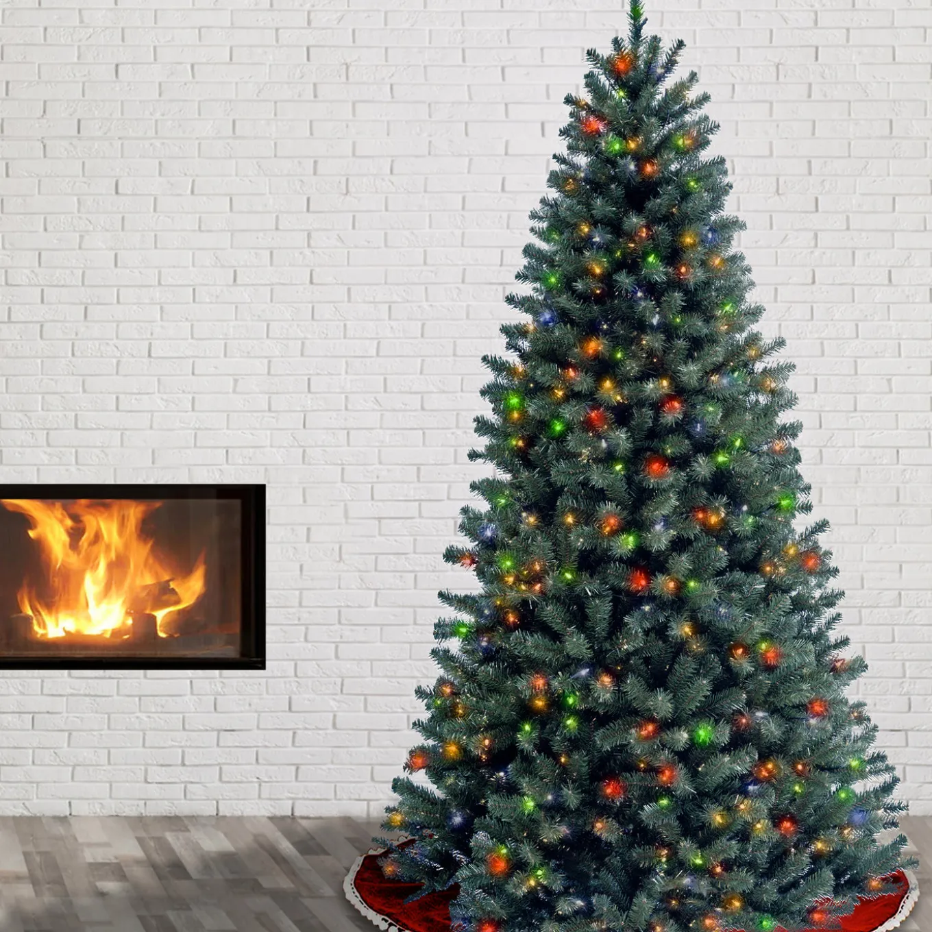 7.5 ft. Pre-Lit North Valley Spruce Blue Tree with Multicolor Lights