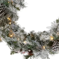 9 ft. Pre-Lit Snowy Bedford Pine Garland with LED Lights