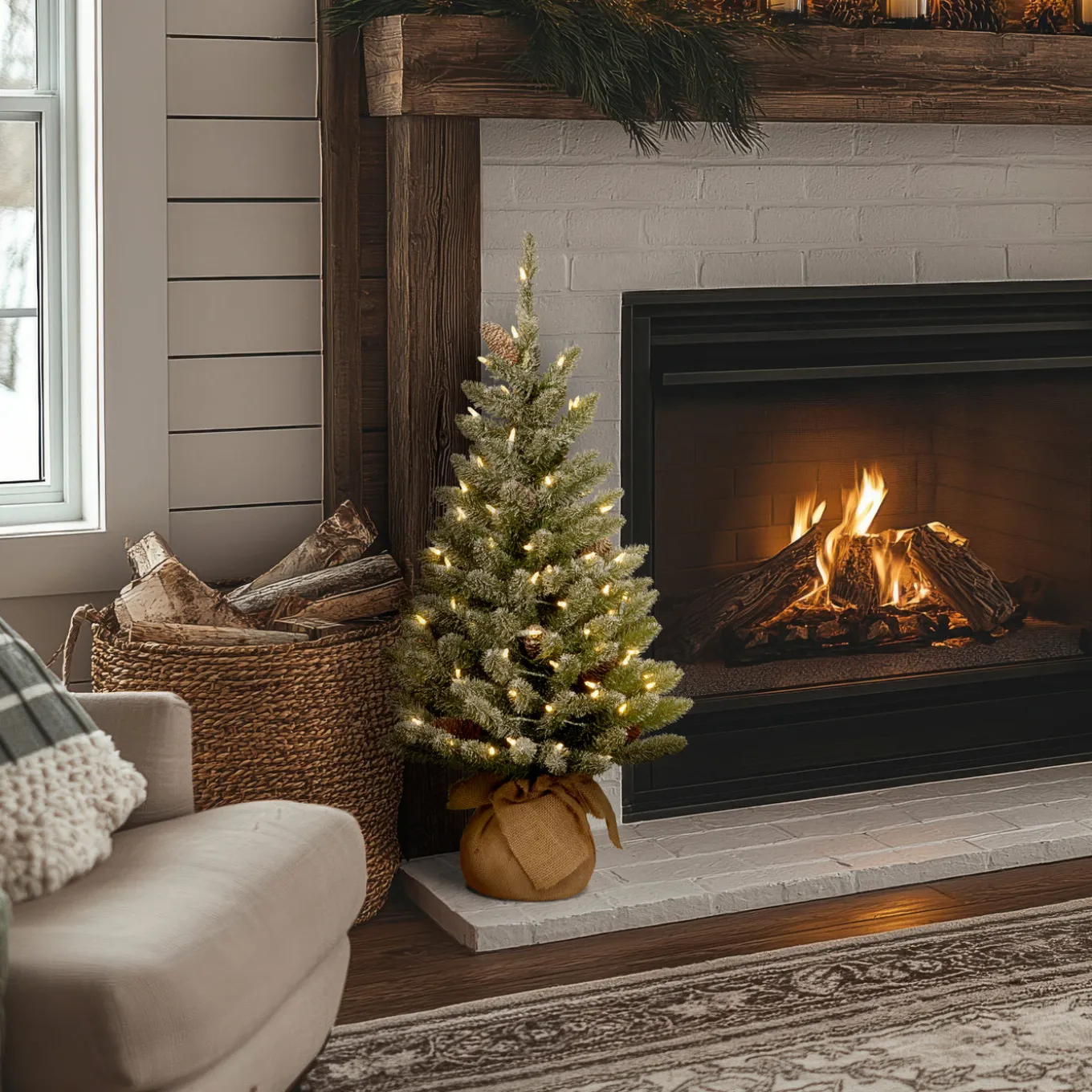 3 ft. Pre-Lit Snowy Concolor Fir Tree with LED Lights