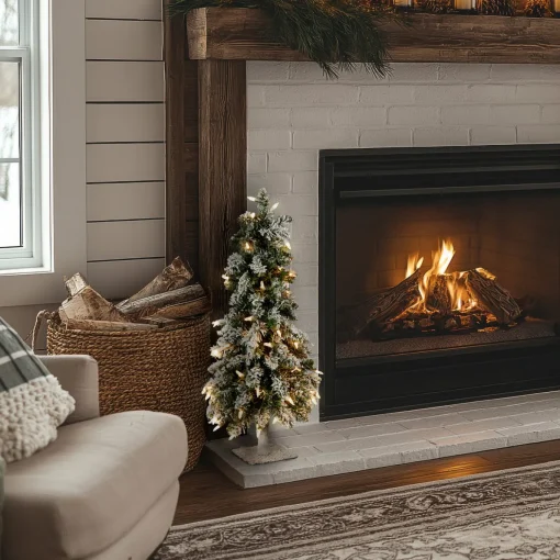 2 ft. Pre-Lit Snowy Downswept Forest Tree with Clear Lights