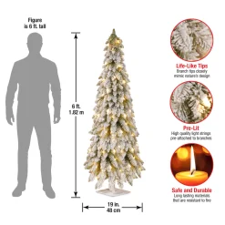 5 ft. Pre-Lit Snowy Downswept Forest Slim Tree with Clear Lights