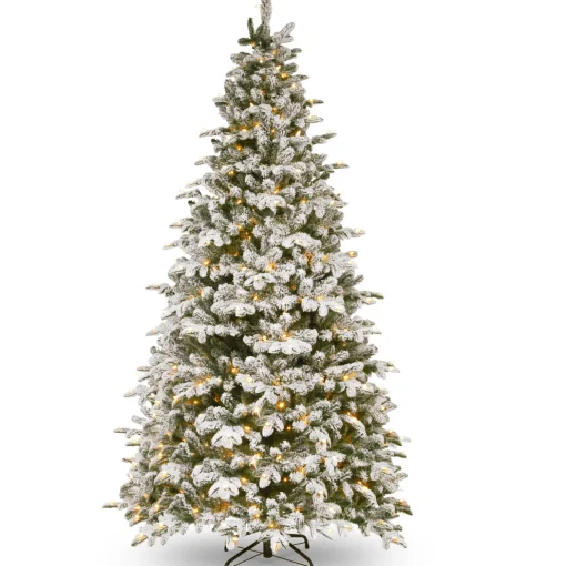 9 ft. Pre-Lit Snowy Everest Fir Medium Tree with Clear Lights