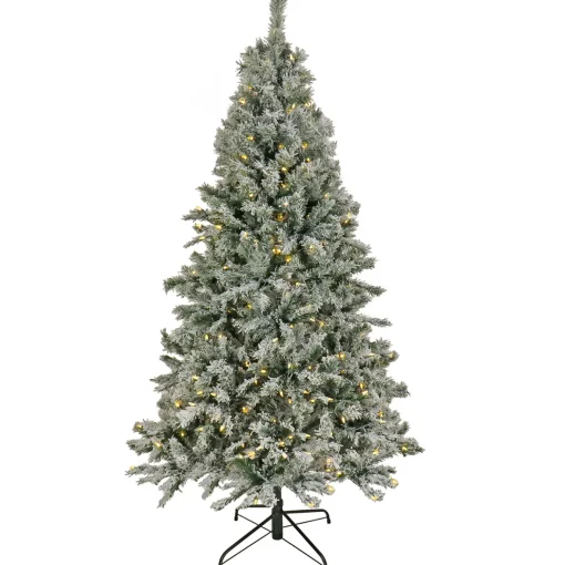 9 ft. Pre-Lit Snowy Harwich Tree with PowerConnect Dual Colored LED Lights