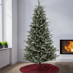 6 ft. Pre-Lit Snowy Libby Fir Tree with LED Lights