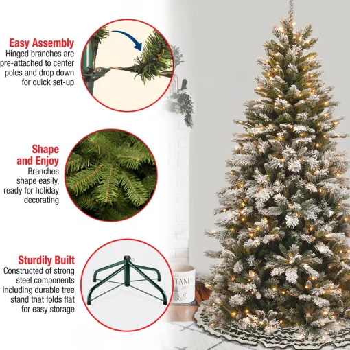 7.5 ft. Pre-Lit Snowy Mountain Pine Slim Tree with Clear Lights