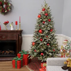 7 ft. Pre-Lit Snowy Olallie Pine Tree with LED Lights