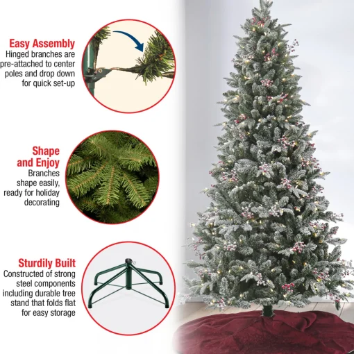 7.5 ft. Pre-Lit Snowy Poechmann Fir Tree with LED Lights