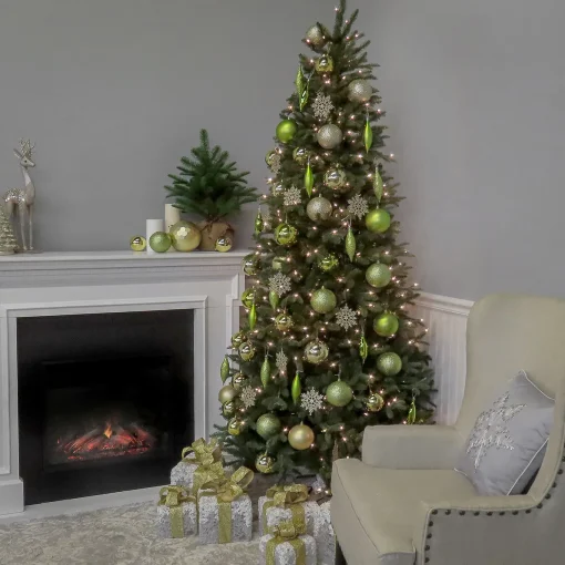 9 ft. Pre-Lit Tiffany Fir Slim Tree with Clear Lights - PE Branch Tips
